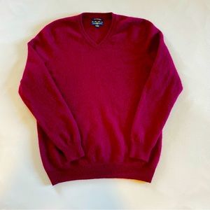 Club Room 100% Cashmere dark red holiday pullover vneck Sweater Men's size large